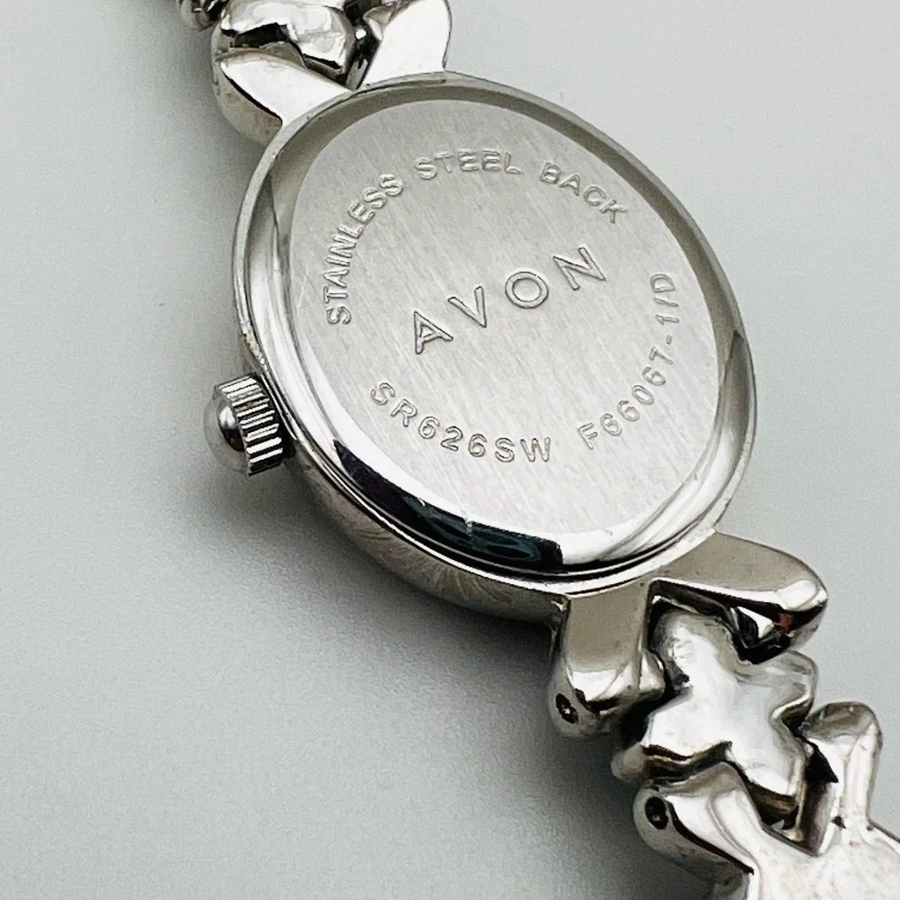 Vintage Avon Watch Tigers Eye and Onyx Silver Tone Timeless Beauty Not Running